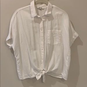 Madewell White tie front top